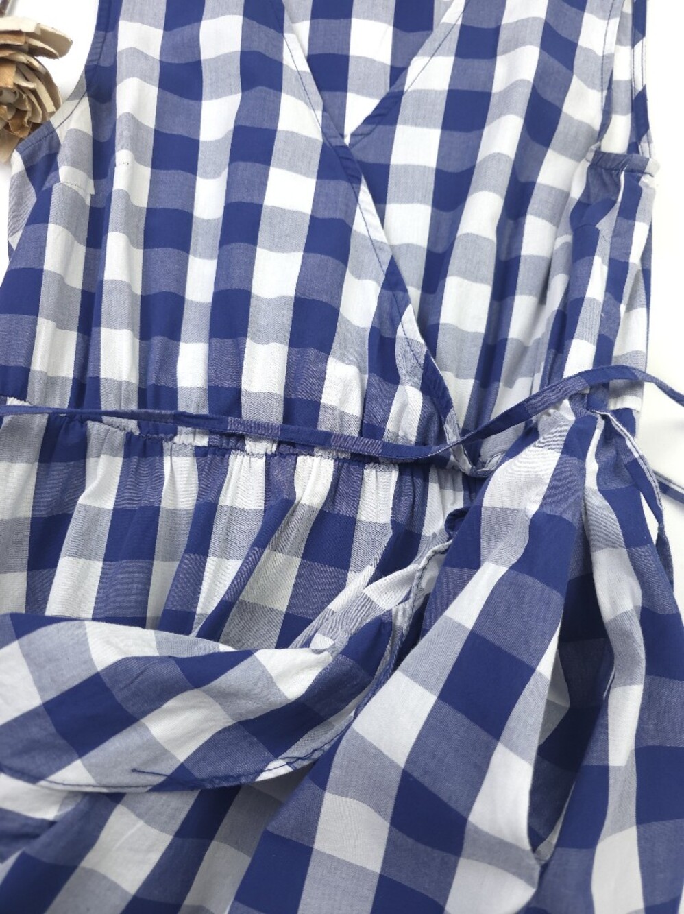 PopSugar Blue White Plaid Pocketed Maxi Dress Sz S - Picture 10 of 10
